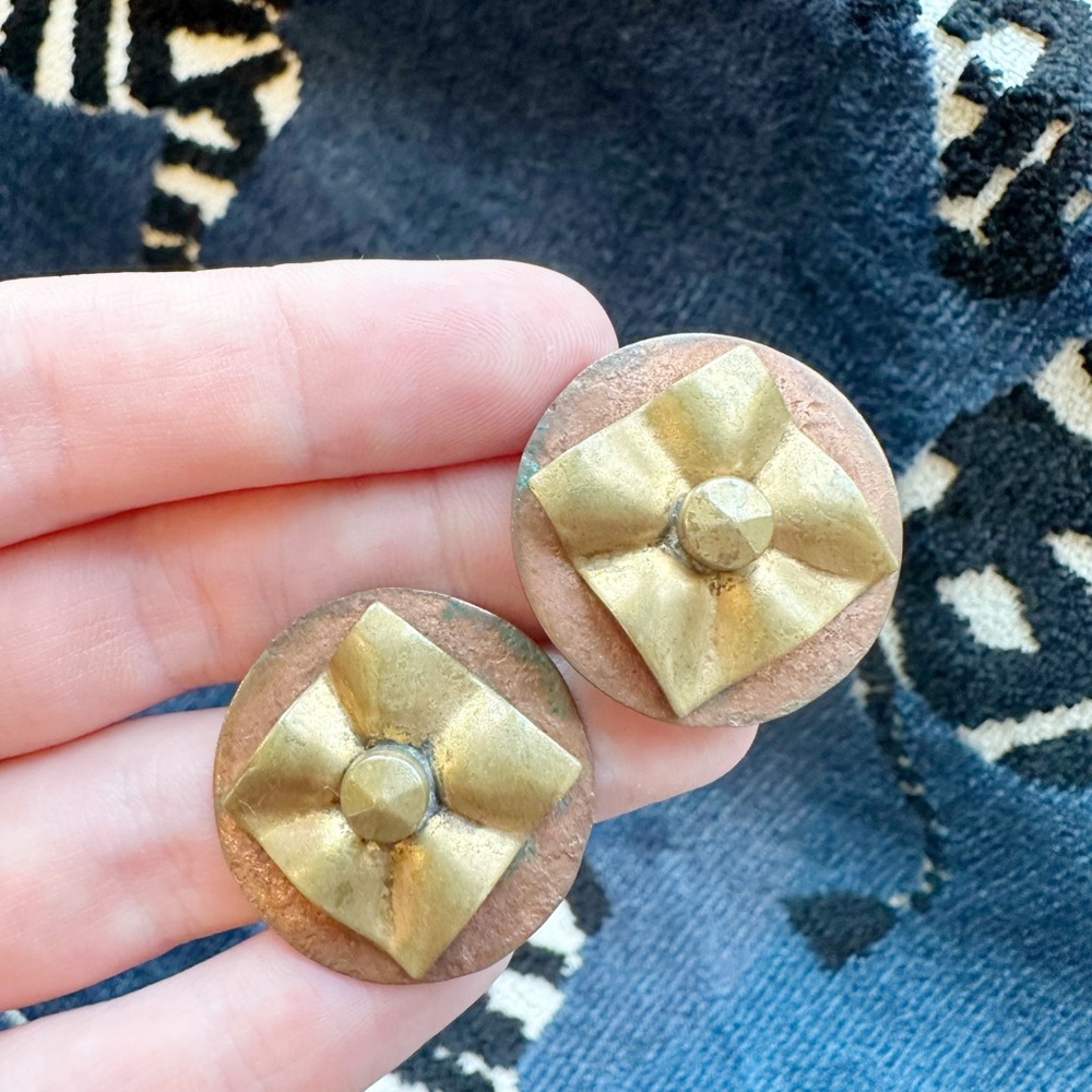 Marjorie Baer Copper and Brass Stud Earrings